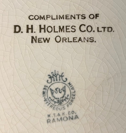 1909 American KT&K Ramona Semi-Vitreous Porcelain D.H. Holmes Woman Portrait Calendar Plate