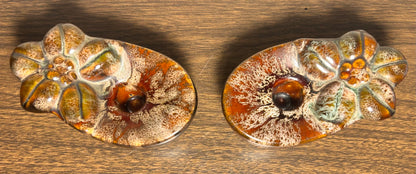 Pair of Vintage 1960’s American Mid Century Modern Brown Ceramic Drip Glaze Flower Bowl Form Votive Candle Holders