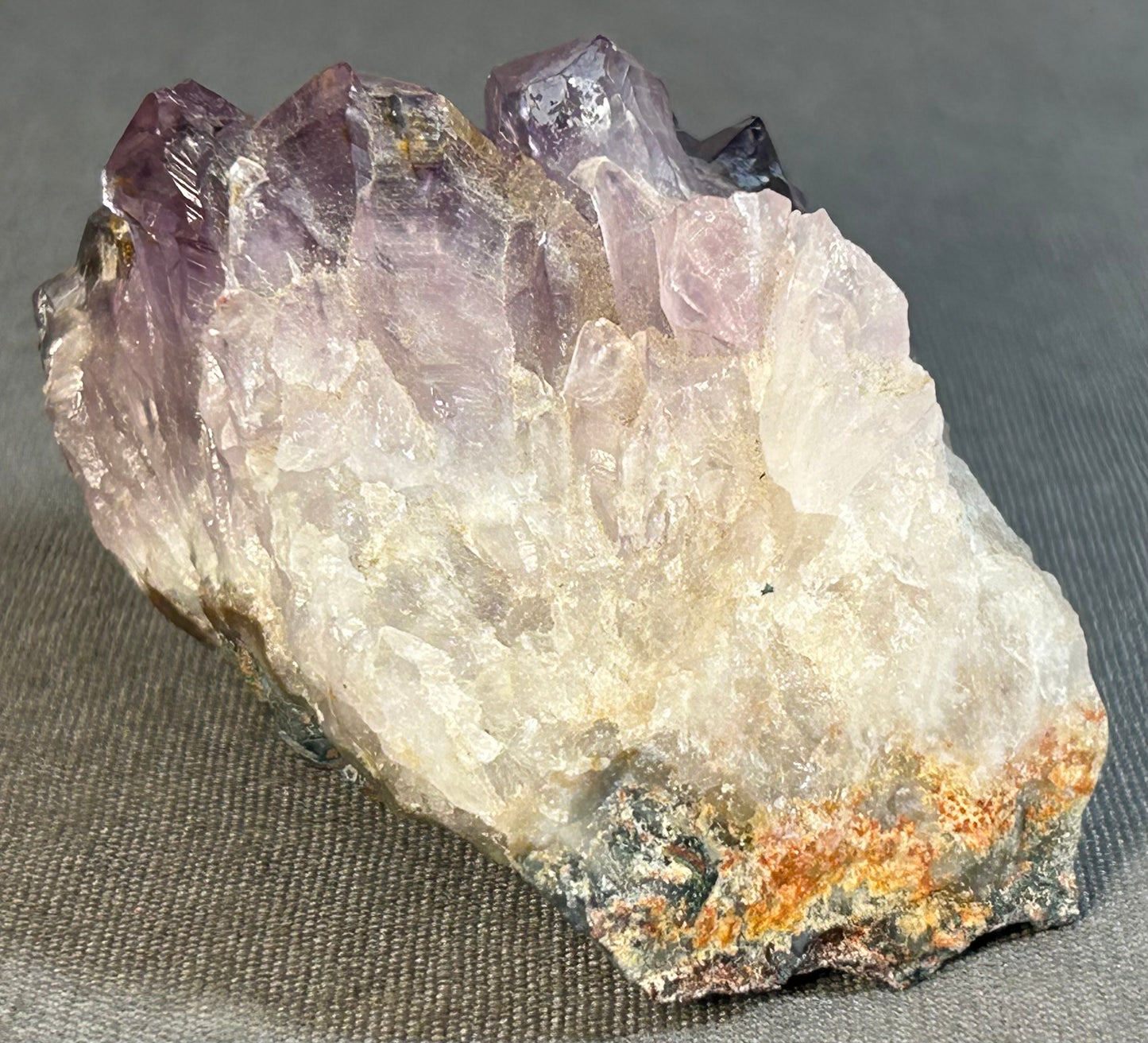 Natural Purple Amethyst Quartz Crystals Cluster in Rock Matrix Specimen