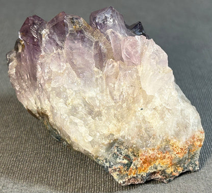 Natural Purple Amethyst Quartz Crystals Cluster in Rock Matrix Specimen
