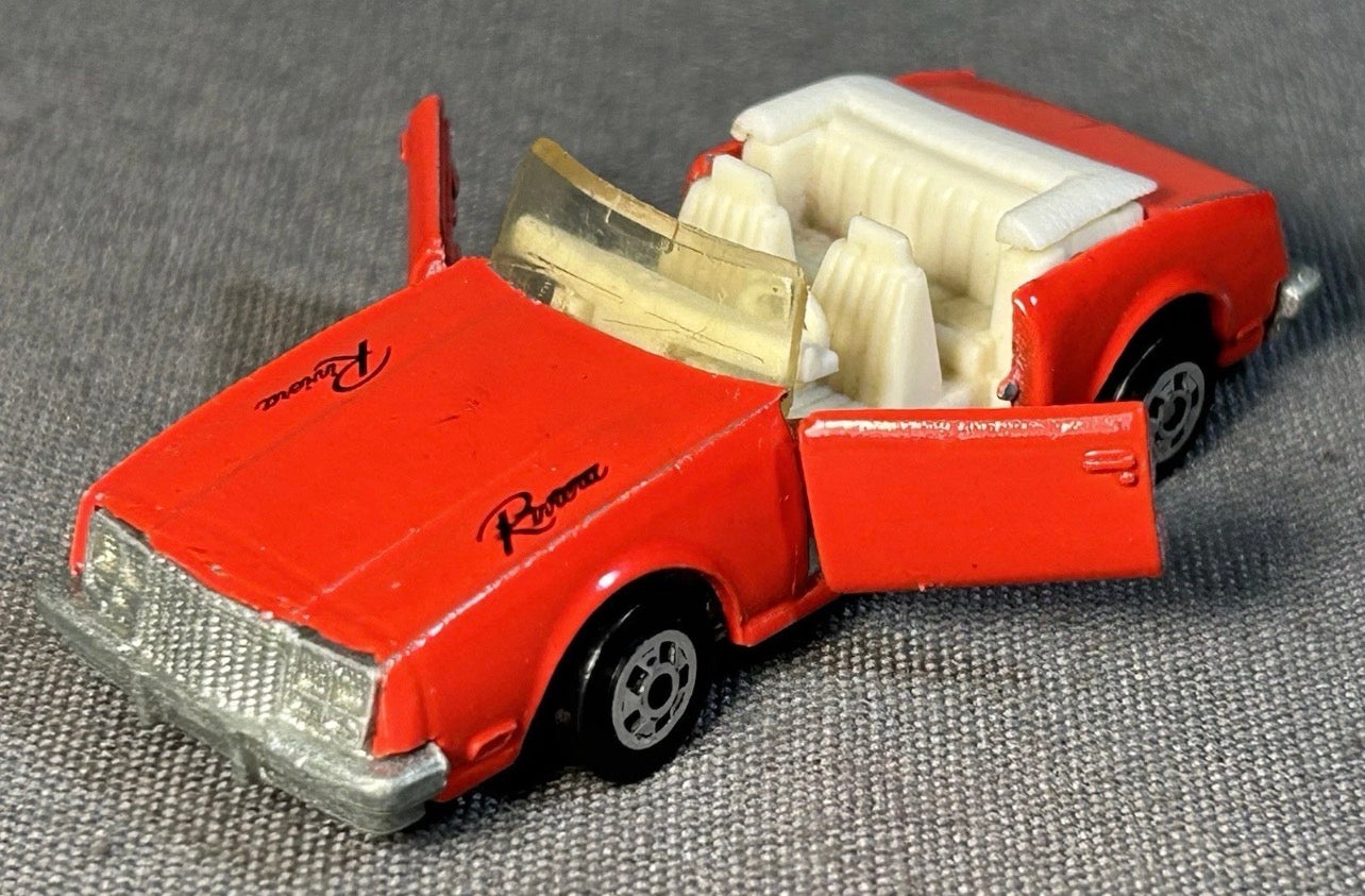 Vintage 1984 Road Champs Red Buick Riviera Convertible Diecast Toy Car