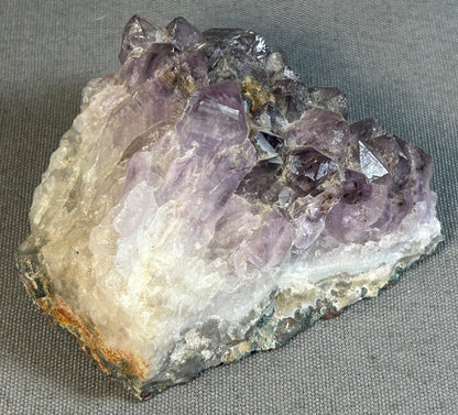 Natural Purple Amethyst Quartz Crystals Cluster in Rock Matrix Specimen