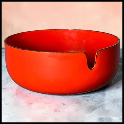 Vintage 1960’s OTO Mid Century Modern Bright Orange Enamelware Ashtray Made in Japan