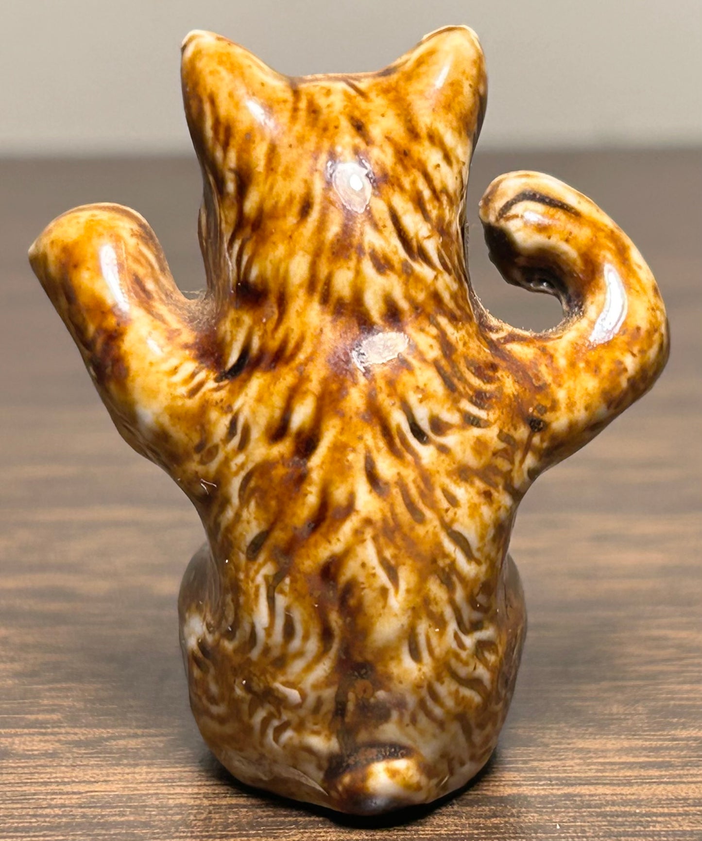 Circa 1900 American Bennington Style Pottery Rockingham Glaze Miniature Bear Figurine