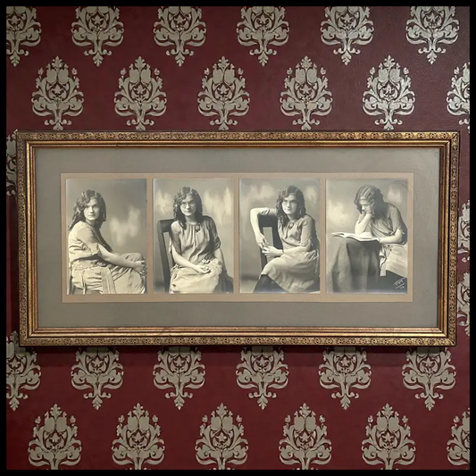 Circa 1920 American Edwardian Art Deco Set of 4 Framed Female Portrait Gelatin-Silver Photographs by Guy E. Tasker (Dubuque, Iowa)
