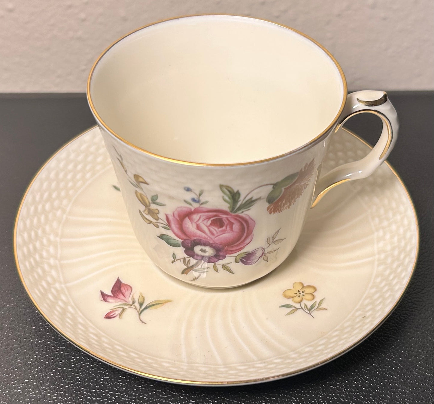 1947-48 Danish Royal Copenhagen Porcelain Frijsenberg Floral Pattern Demitasse Cup and Saucer Set