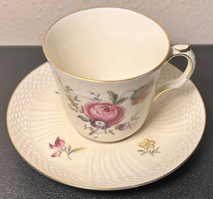 1947-48 Danish Royal Copenhagen Porcelain Frijsenberg Floral Pattern Demitasse Cup and Saucer Set