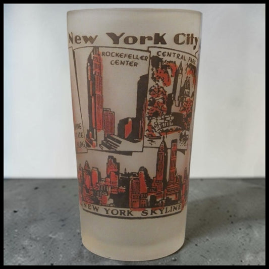 Vintage 1950's American New York City Frosted Souvenir Glass