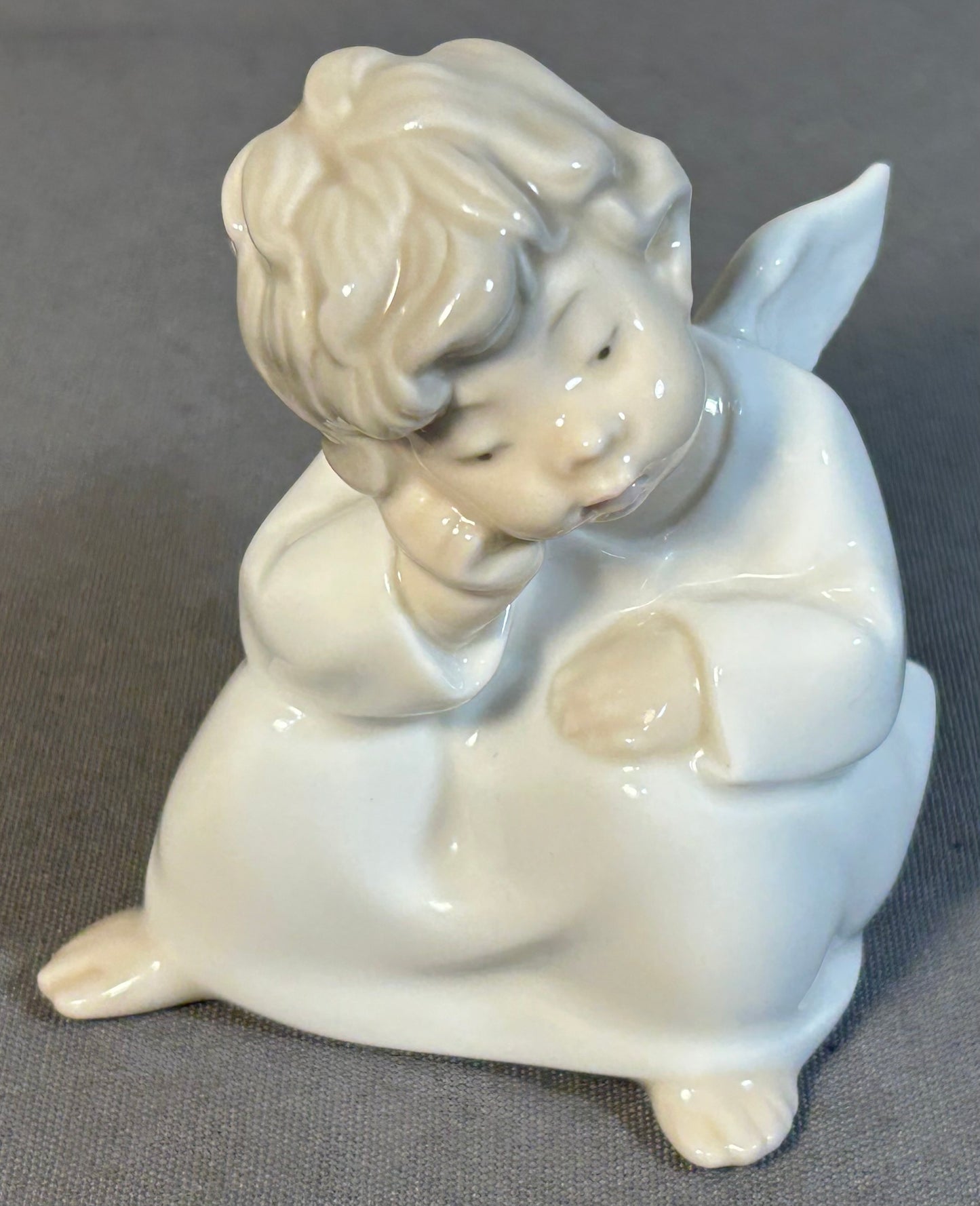 Vintage 1970’s Spanish Lladro Porcelain Angel Thinking Figurine (Retired)