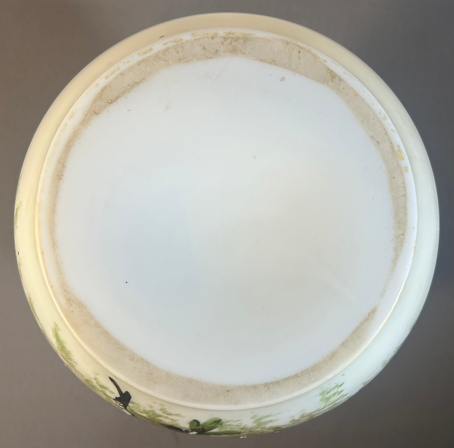 Late 19th Century French Victorian Art Nouveau Hand-Painted Opaline Glass Dutch Landscape/Floral Motifs Baluster Vase