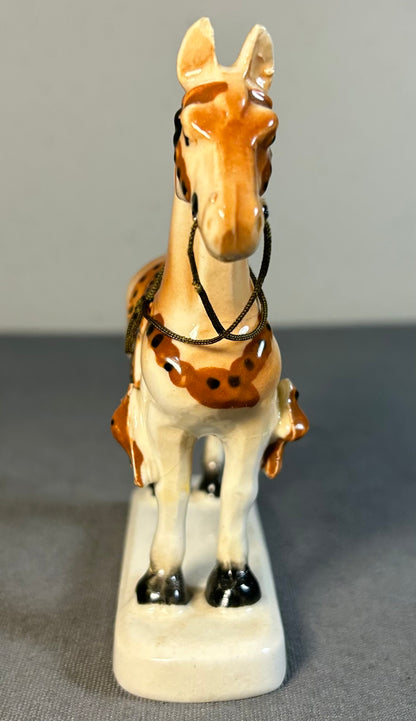 Vintage 1950’s Ceramic Saddled Palomino Stallion Horse Figurine Made in Japan