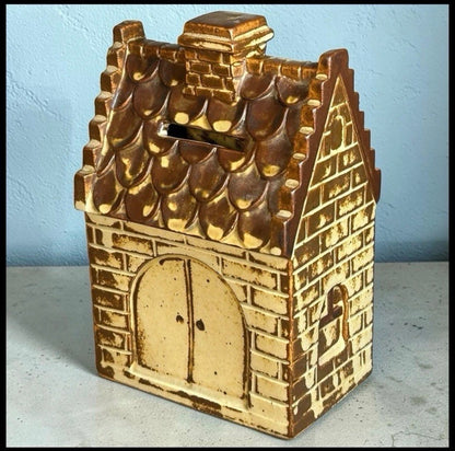 Vintage 1979-1980 Otagiri Glazed Ceramic Stoneware Victorian-Style Cottage House Coin Bank Made in Japan