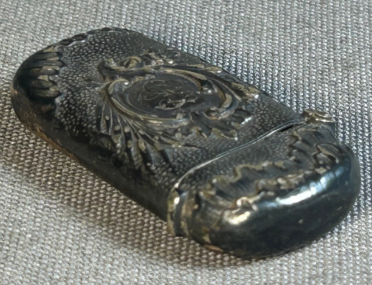 Late 19th Century English Victorian Silver-Plated Metal Repousse Scrollwork Vesta Match Safe