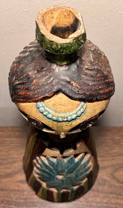 Vintage 1960’s American Mid Century Modern Glazed Earthenware Clay Figural Woman Tealight Votive Sculpture