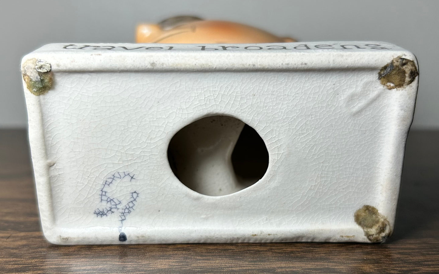 Vintage 1950’s Ucagco Travel Broadens Man with Luggage Ceramic Novelty Figurine Made in Japan