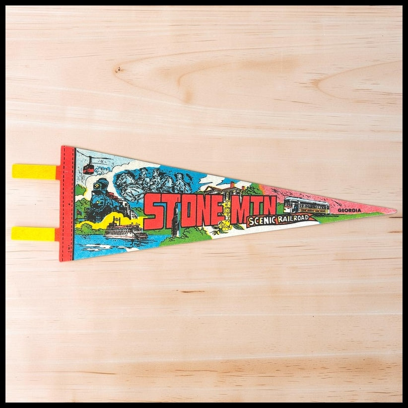 Vintage 1970’s American IMPKO Stone Mountain Scenic Railroad Georgia Souvenir Felt Pennant
