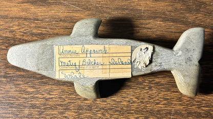 Vintage Canadian Inuit Soapstone Whale Carving by Annie Appaqaq (20th Century)
