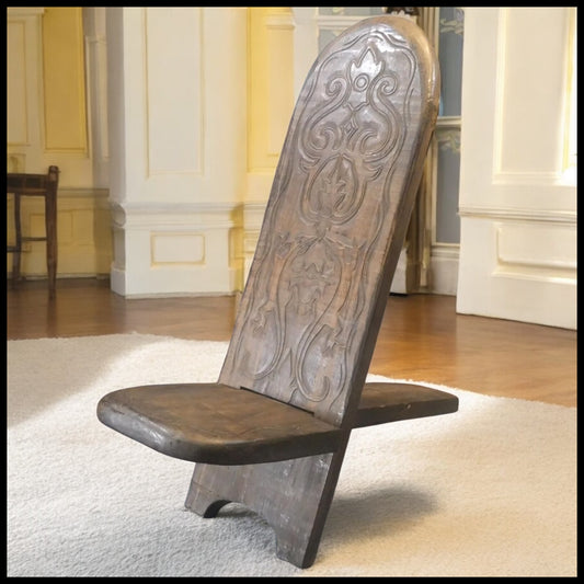 Vintage African Mid 20th Century Senufo Carved Wooden Stargazer Chair from the Ivory Coast