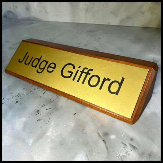 Leverage: Redemption Television Show Judge Gifford Desk Nameplate Screen-Used Prop