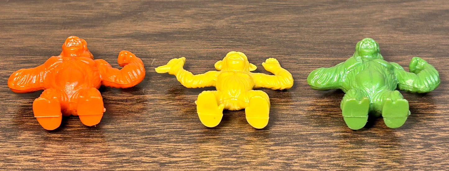 Lot of 3 Vintage 1970’s American Diener Industries Rubber Novelty Gorilla/Chimpanzee Erasers