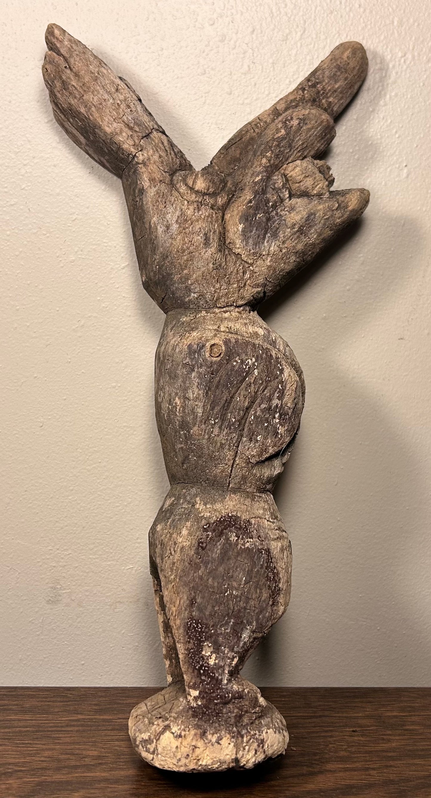 Vintage Mid 20th Century American Pacific Northwest Tribal Style Mythical Bird-Man Spirit Basswood Carving Sculpture