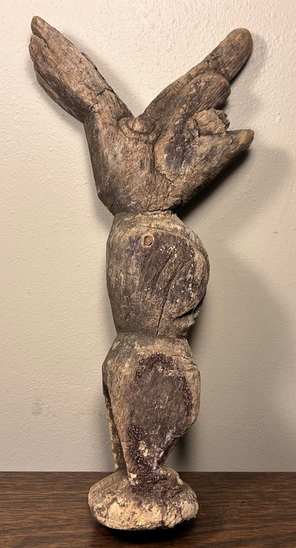 Vintage Mid 20th Century American Pacific Northwest Tribal Style Mythical Bird-Man Spirit Basswood Carving Sculpture