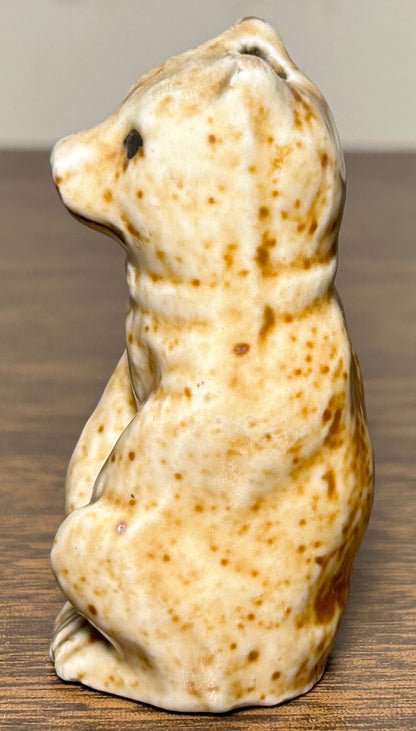 Late 19th Century English Victorian Staffordshire Pottery Mottled Brown Glazed Cream Stoneware Figural Cat Pie Vent