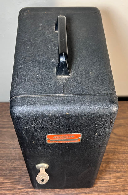 Late 1940’s American Federal Manufacturing & Engineering Corporation Model 40 Microscope Metal Locking Storage Case with Original Key (Brooklyn, New York)