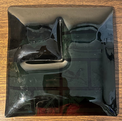 Vintage 1960’s Anheuser-Busch Busch Gardens Smoked Glass Souvenir Divided Snack Tray