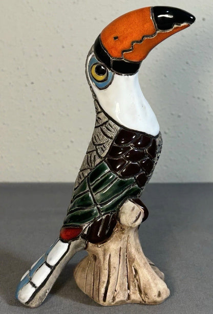 Vintage Circa 1970 Venezuelan Art Pottery Ceramic Toucan Souvenir Figurine
