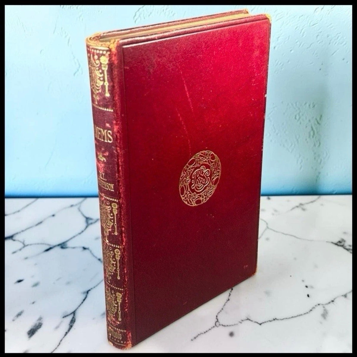 1909 “Poems” by Robert Louis Stevenson Leather-bound Book with Pressed Wildflower Specimens