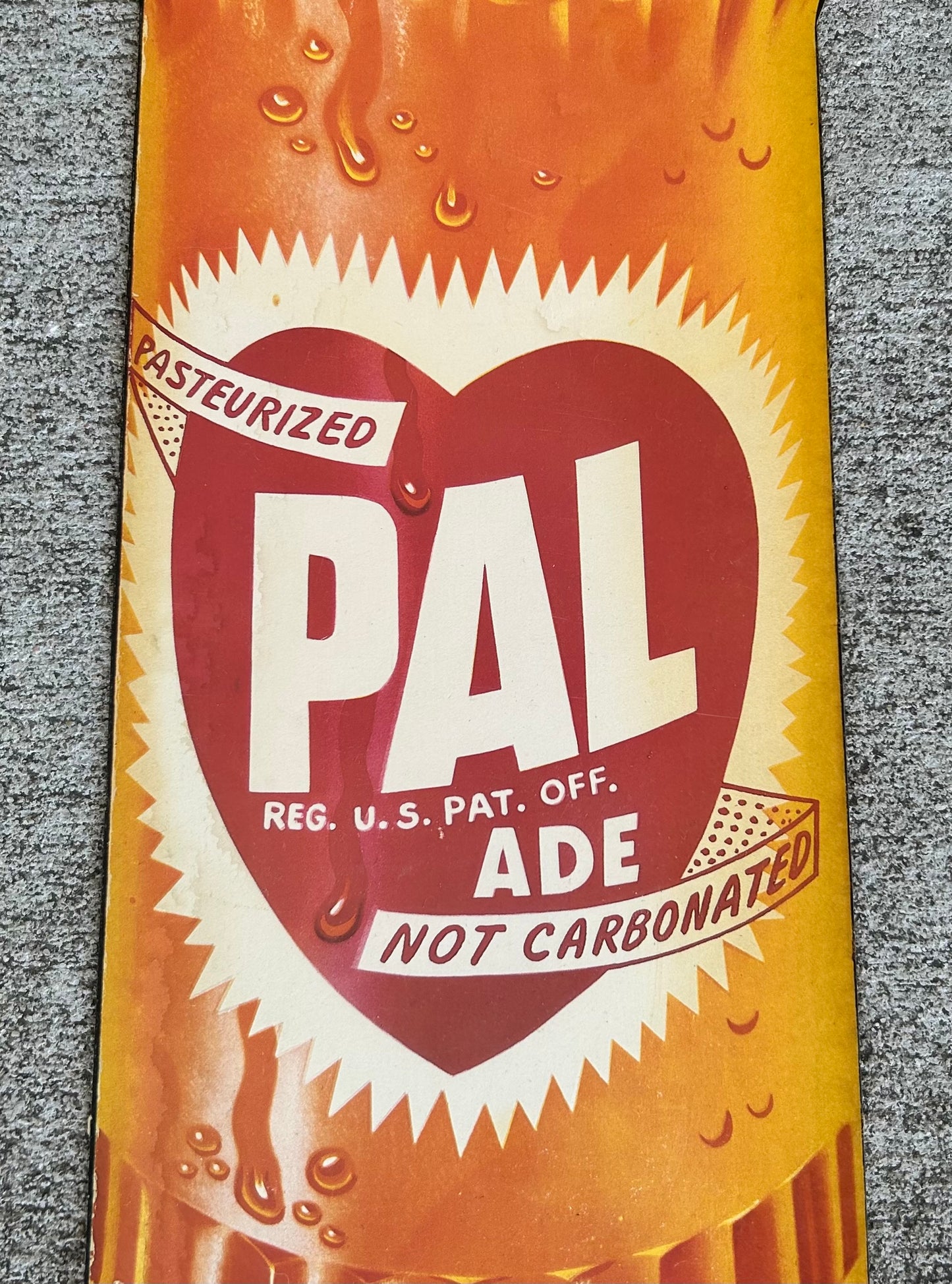 Vintage 1950’s American Pal Ade Soda Bottle Hanging Die-Cut Cardboard Advertising Sign
