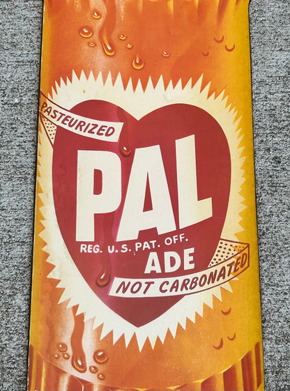 Vintage 1950’s American Pal Ade Soda Bottle Hanging Die-Cut Cardboard Advertising Sign