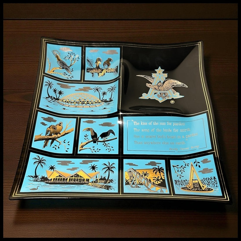 Vintage 1960’s Anheuser-Busch Busch Gardens Smoked Glass Souvenir Divided Snack Tray