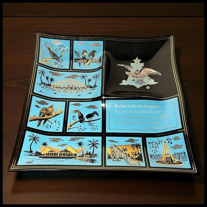Vintage 1960’s Anheuser-Busch Busch Gardens Smoked Glass Souvenir Divided Snack Tray