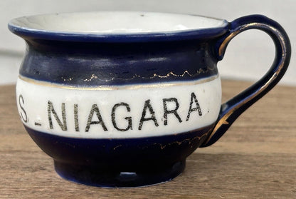 Circa 1900 German Porcelain Under the Falls - Niagara New York Thunder Mug Miniature Chamber Pot Souvenirs