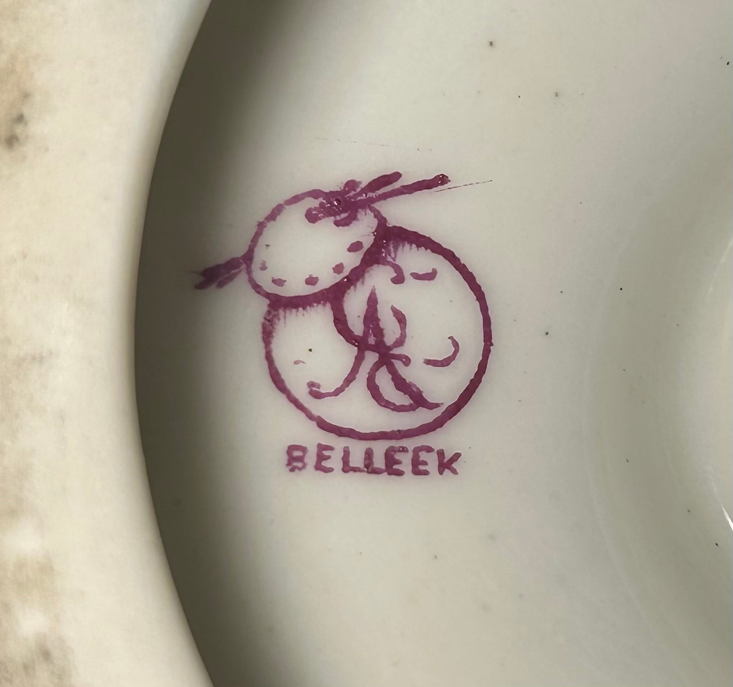 1889-1906 American Ceramic Art Studio Belleek Porcelain Hand Painted Rose Motifs Loving Cup Vase