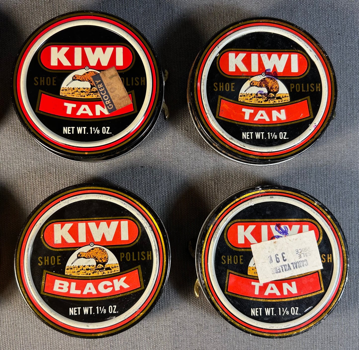Lot of 8 Vintage 1960’s American Kiwi Shoe Polish Metal Tins Made in Pottstown, Pennsylvania