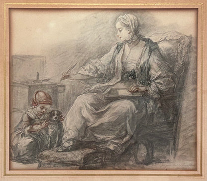 1920’s After Jean-Baptiste Siméon Chardin - “Fait pour de Madame Pompadour” Framed Hand-Colored Lithograph Print by Albertina Facsimile (Vienna, Austria)