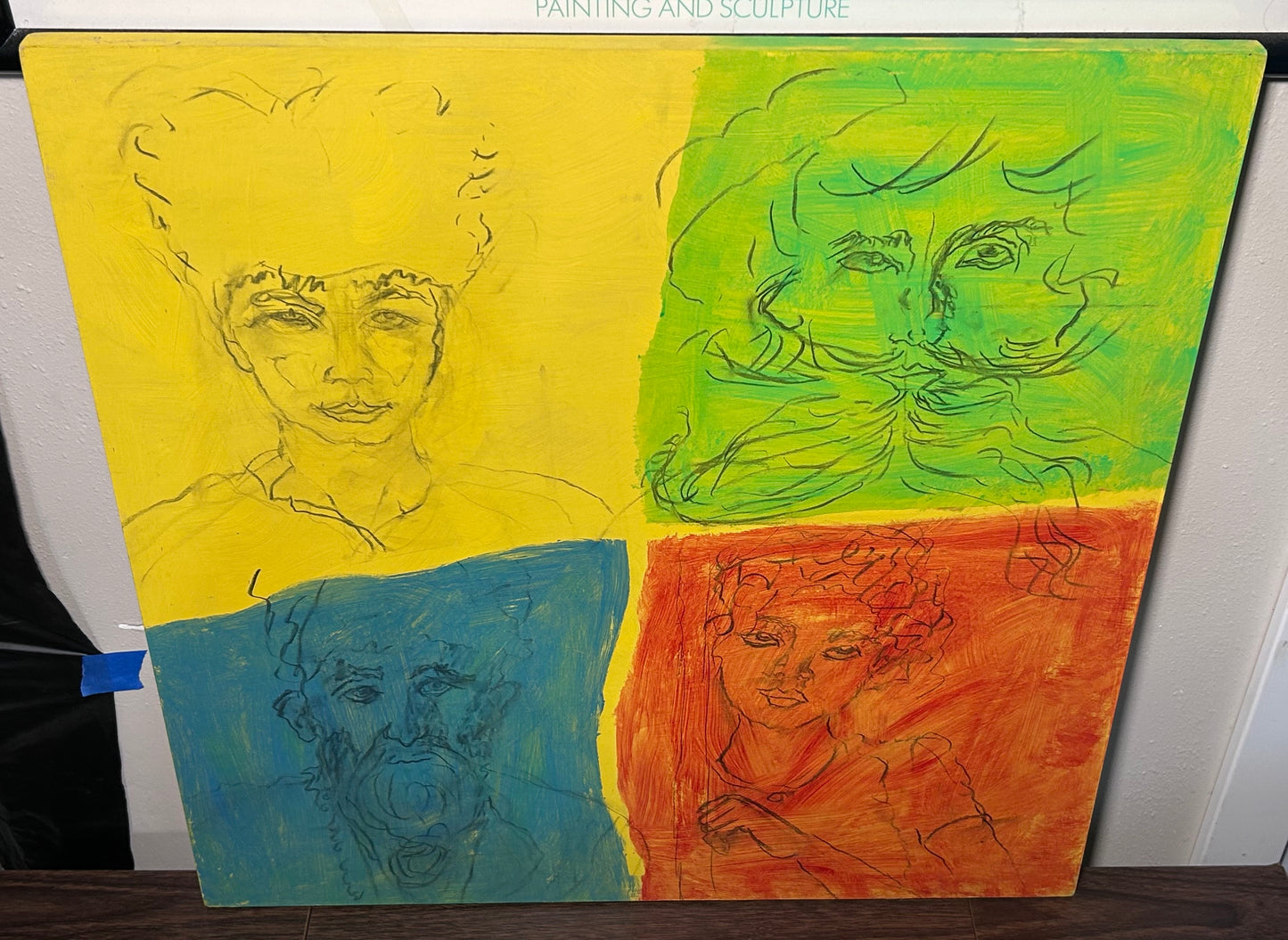 Ellen Lyle Morehouse - Untitled Acrylic Paint/Pencil Art on Wood Panel (20th Century) (American)