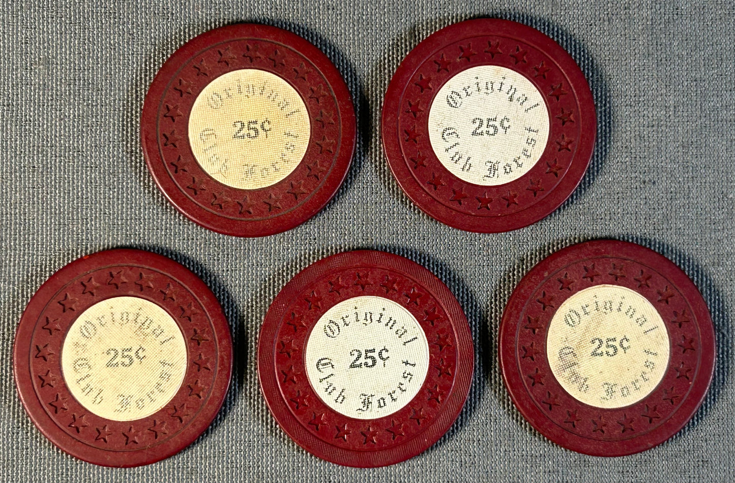 Vintage 1944-1952 American Club Forest Illegal Casino Gambling Club 25¢ Clay Poker Chip