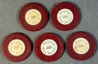 Vintage 1944-1952 American Club Forest Illegal Casino Gambling Club 25¢ Clay Poker Chip