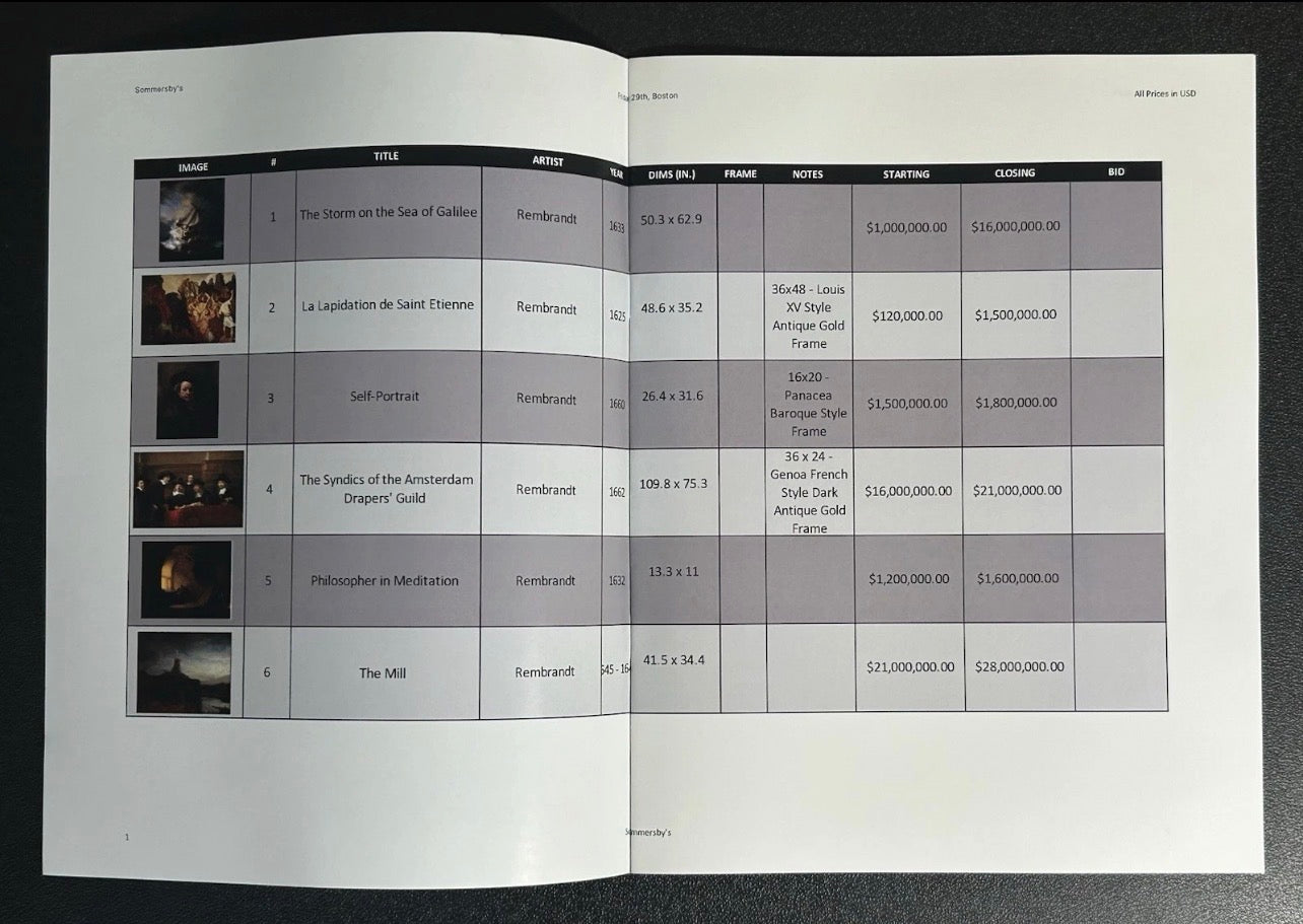 Leverage: Redemption Sommersby’s Auction House Catalog Hero Prop (“The Too Many Rembrandts Job”) (Season 1 Episode 1)