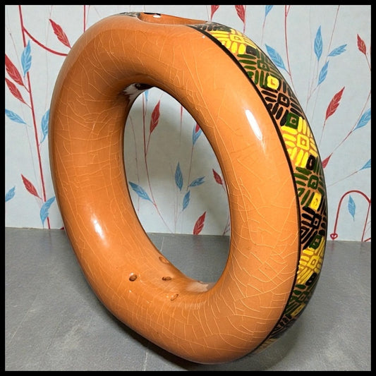 Vintage Circa 1970 Santa Maria de Jesus Ceresa Guatemala Pottery Terracotta Standing Ring Vase