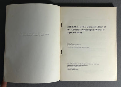 Vintage 1972 “Abstracts of the Standard Edition of the Complete Psychological Works of Sigmund Freud” Paperback Book