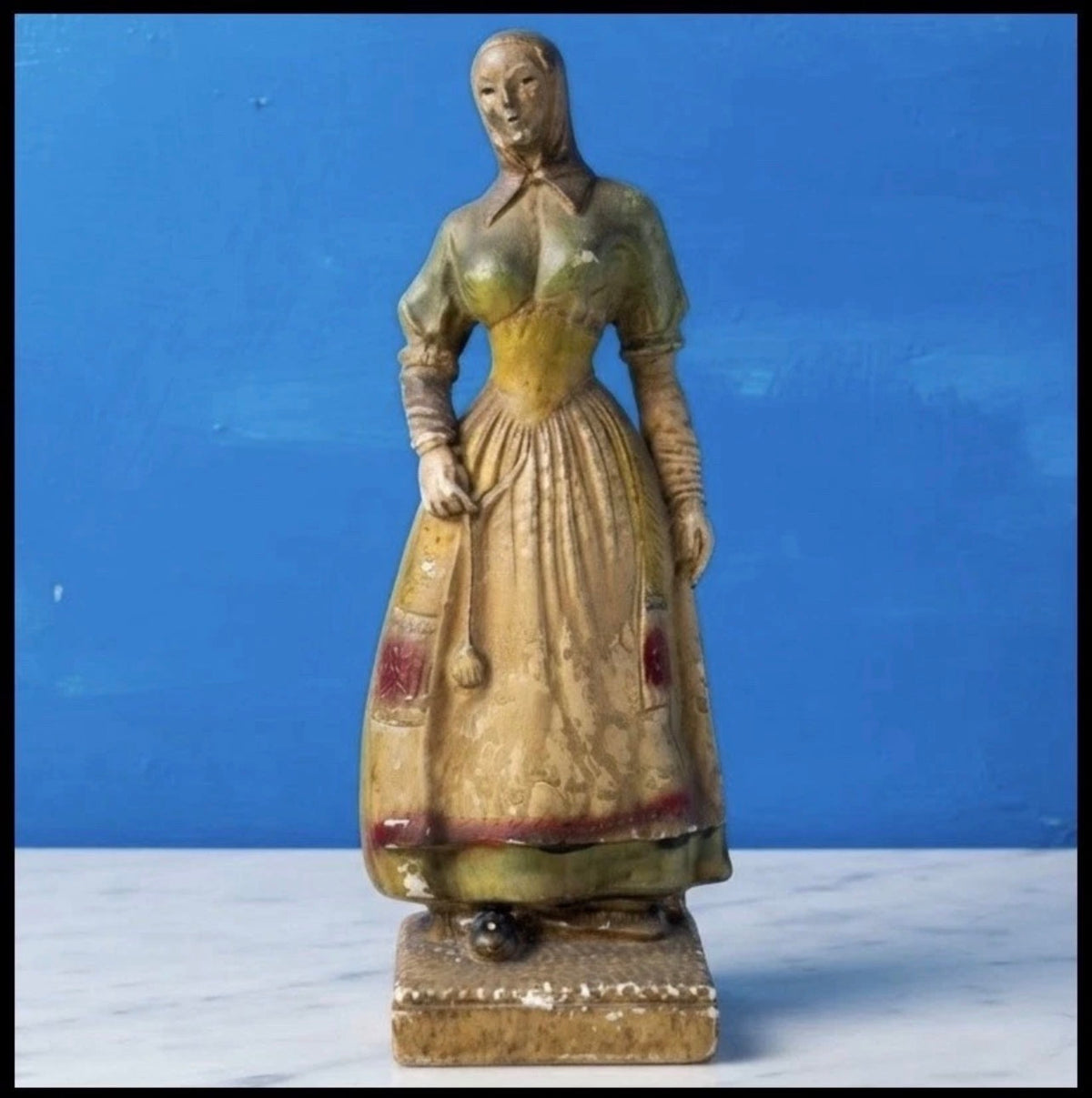 1930’s American Woman Had-Painted Figural Chalkware Statue