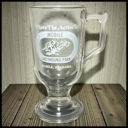 Vintage 1970’s American Mobile Greyhound Park Glass Pedestal Mug (Alabama)