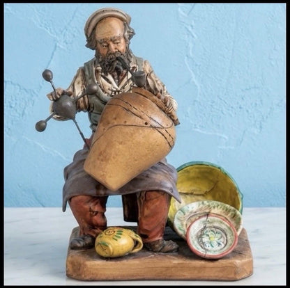 Vintage 1960’s Italian Ceramiche Navanzino Terracotta Man Repairing Pottery Figurine Made in Caltagirone, Sicily