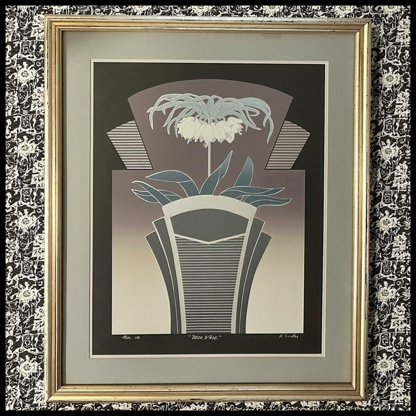 Karl Eisler - “Deco Vase” Signed Framed Limited Edition Serigraph Print (#378/2500) (1984) (American)