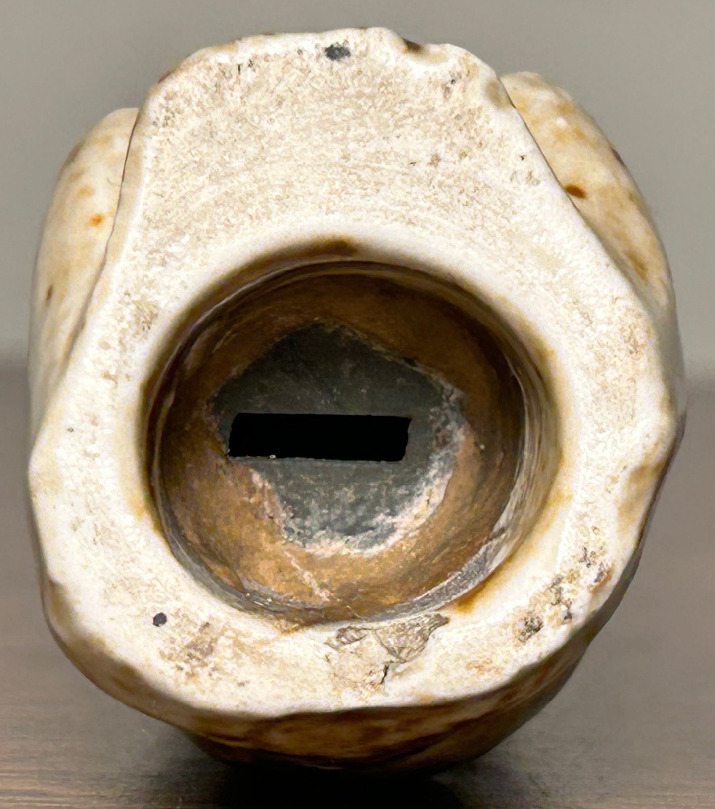 Late 19th Century English Victorian Staffordshire Pottery Mottled Brown Glazed Cream Stoneware Figural Cat Pie Vent